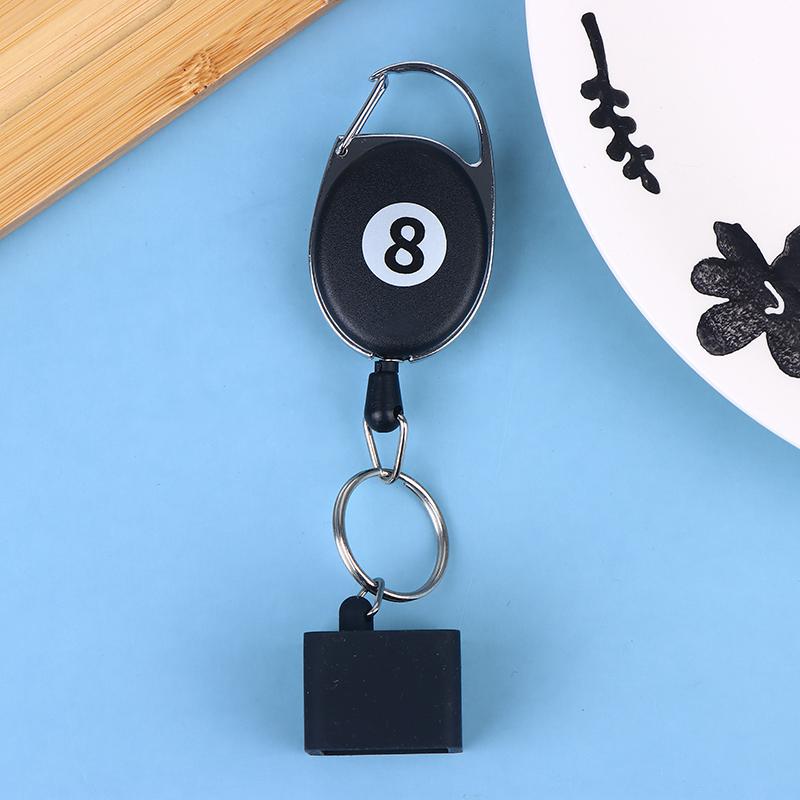 1Pc Black Billiard Telescoping Chalk Holder Snooker Pool Cue Chalk Holder Keychain Retractable Rope Chalk Holder W Mounting Clip