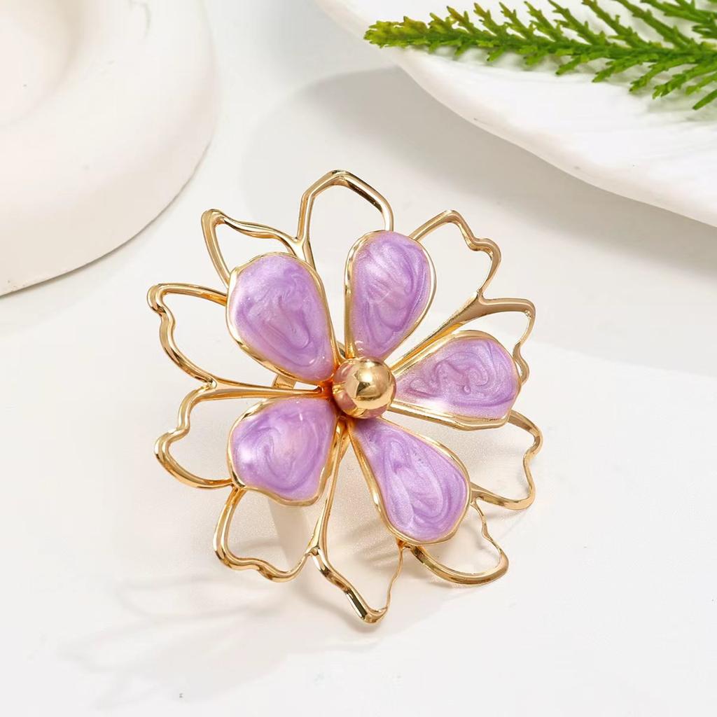 Color sweet small fresh oil dripping flower bracelet ring set design sense hollow double petals