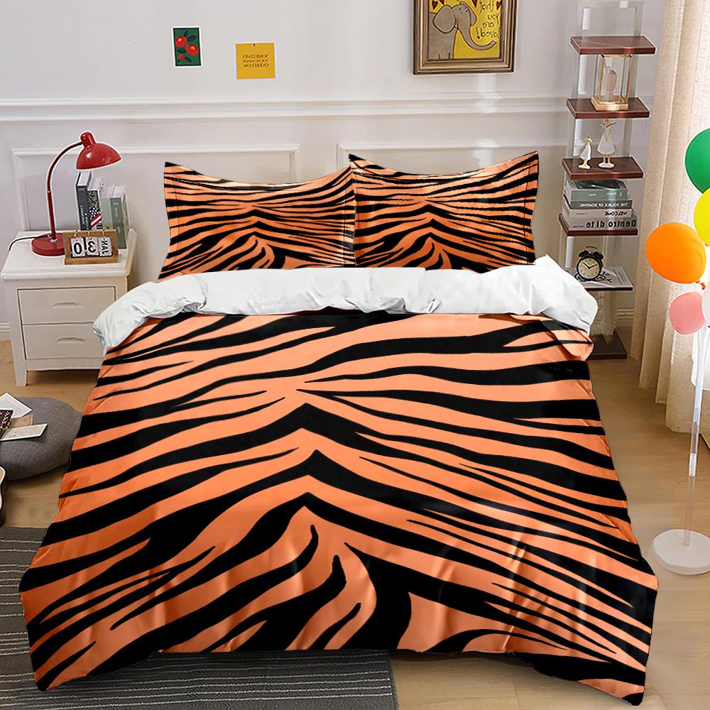 Tiger Stripe Pattern 3-Piece Bedding Set Bedding set (1 duvet cover, 2 pillowcases, duvet not included) 135x200cm
