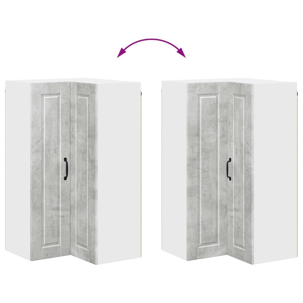 PORTO Wall Mounted Corner Cabinet Concrete Grey 57 x 57 x 100 cm Particleboard