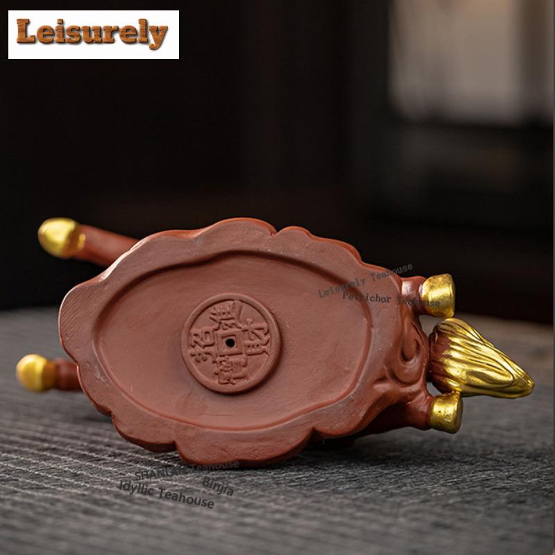 Purple Clay Ingot Fortune Horse Tea Pet Retro Flowerpot Landscaping Tea Figurine Play Toys Tea Statue Ornaments Workmanship Gift