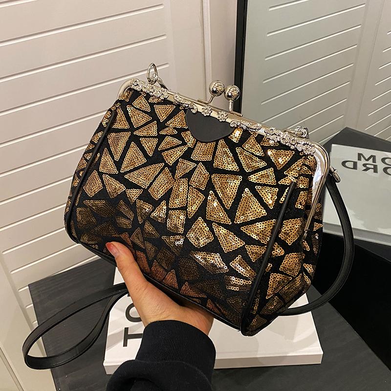 Romantic Wedding Clutch Bag Sparkling Ladies Evening Bag Large Capacity Sequin Design Crossbody Bag Clip-Tatchel Tote Hand Bag