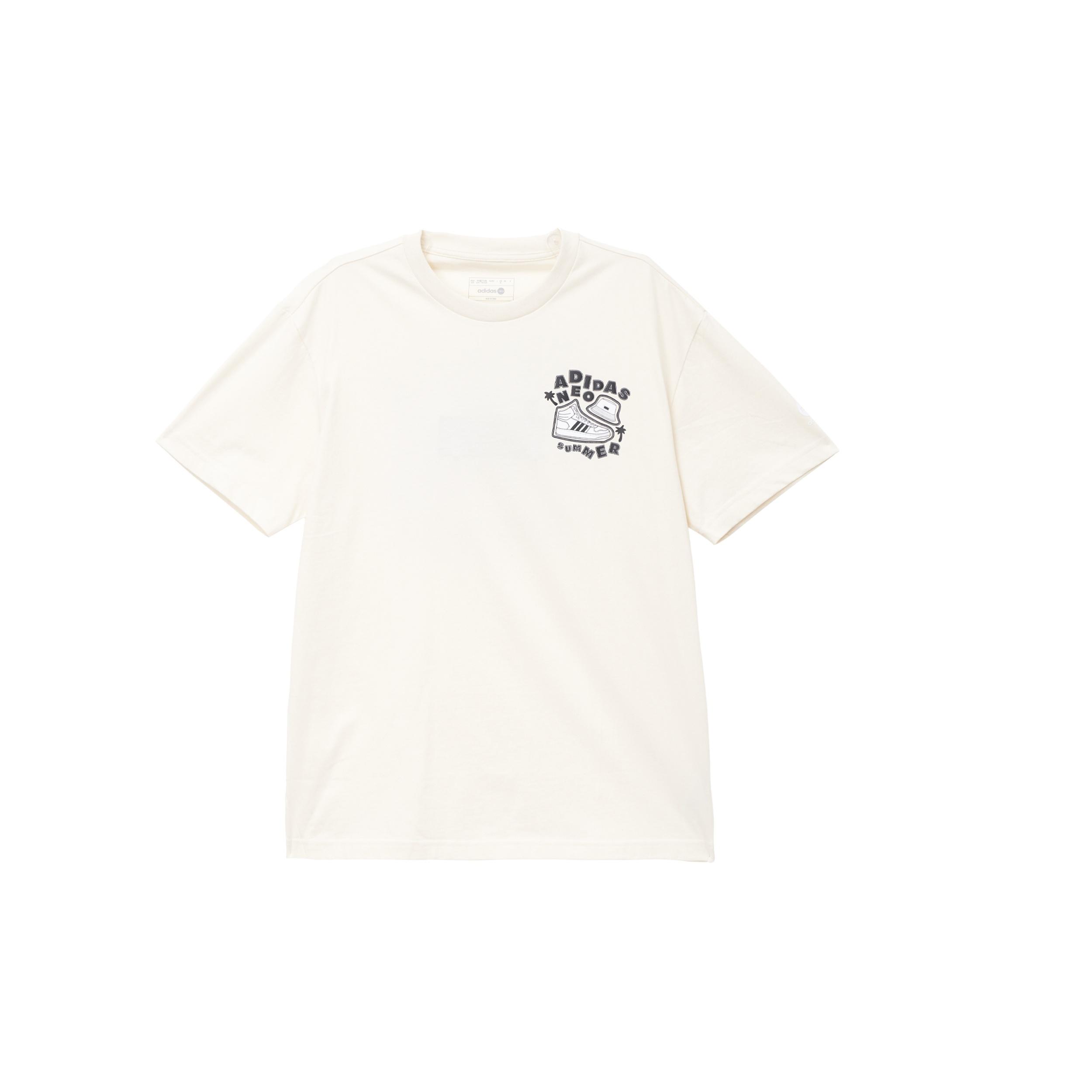adidas neo SS22 Shoe Alphabet Printing Round Neck Short Sleeve Couple Style Beige Men s HS8851 XS