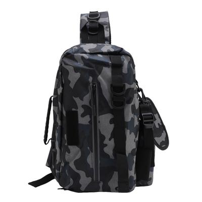Fishing Sling Bag with Rod Holder Nylon Rainproof Lightweight Fishing Tackle Storage Backpack for Outdoor Fishing Gears