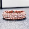 Huitan Fashion Gold Color Wedding Rings Women Full Paved Dazzling Cubic Zirconia High Quality Engagement Bands Zircon Wholesale