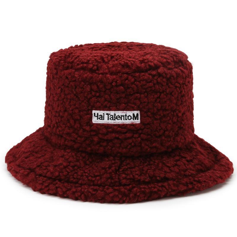 Chapeau de pêcheur unisexe en laine d'agneau et velours style coréen automne/hiver 2023