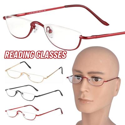 Portable Ultra Light Resin Half Frame Spring Hinge Reading Glasses Eyeglasses +1.00~+4.0 Diopter Half Moon Reading Glasses