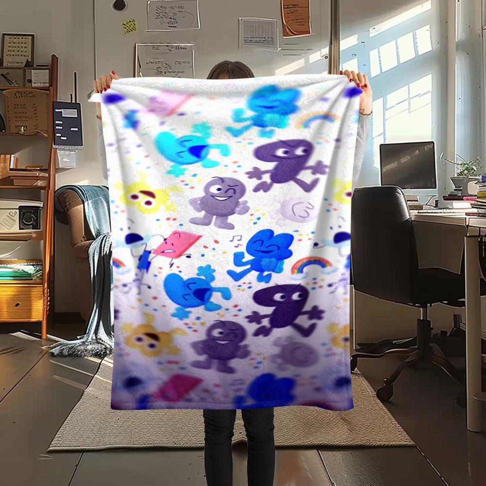 1Pc BFDI Game Print Flannel Blanket, High quality Comfortable for All Seasons, Home Decor, Warmth and Comfort, Perfect for Christmas Gifts 08