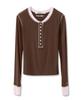 AVANDRESS Tilda Coverstitch Half Button Tee_5 Colors