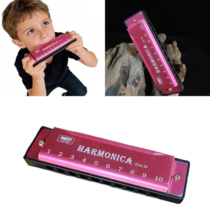 Armonica Diatonica Pratica a 10 Fori con Piastre di Copertura in Metallo e Telaio in ABS Offre un Suono Ricco Perfetta per le Esibizioni