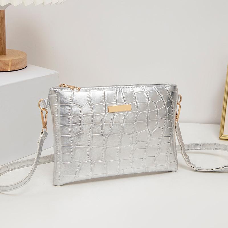 

Персонализированная глянцевая маленькая квадратная сумка из искусственной кожи с каменным узором, маленькая и изысканная мини-сумка через плечо, модная сумка для мобильного телефона для женщин серебряный
