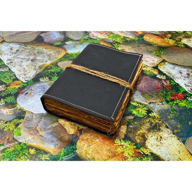 Leather Journal, Vintage Look Bound Journal - Handmade Antique Deckle Edge Paper, Grimoire Journal, Personal Journal For Sketching,