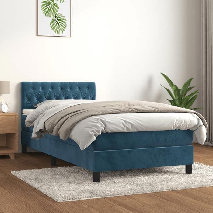 3141465 vidaXL Divan Bed with Mattress Dark Blue 90x200 Cm