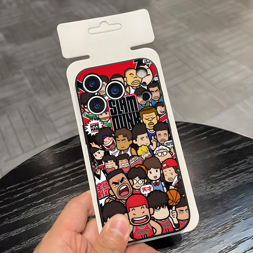 

Чехол для телефона SLAM DUNK Для IPhone 17 Air 16 E Pro Max 15 14 13 Mini 12 Pro 11 Max Plus Черный Мягкий Чехол iPhone 14