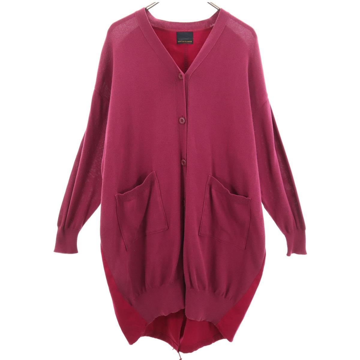 

HYSTERIC GLAMOUR сделано в Японии Вязаный кардиган с длинным рукавом F Малиново-розовый Женский Б/у