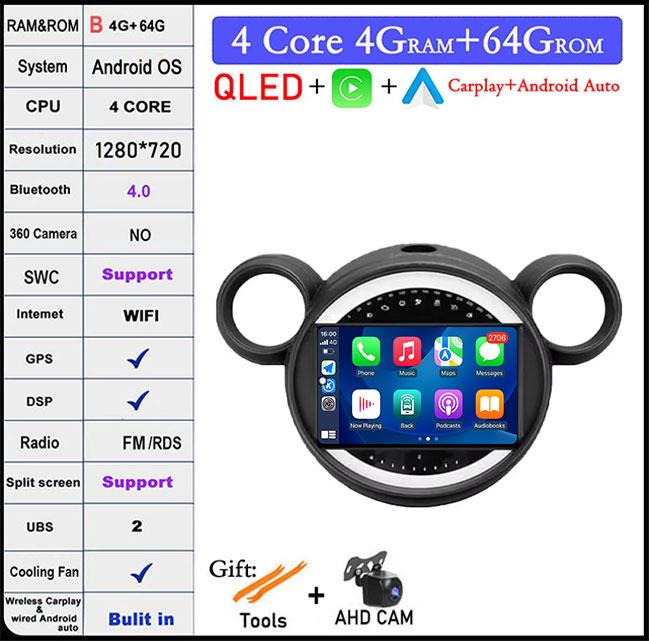 9 Inch 2.5D Touch Screen For BMW Mini 2010 2011 2012 2013 - 2016 Android 14 4G Lte Car Multimedia Player Video GPS Navigation