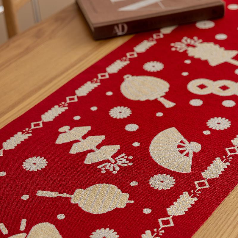 New Year'S Table Flag, Year Of The Snake, Festive Atmosphere, Coffee Table Long Flag Cloth, Spring Festival Chinese New Year Fabric Decoration Table