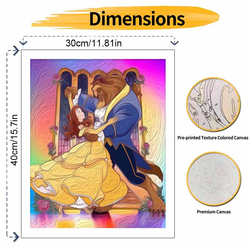 Disney Beauty and The Beast digital oil painting art kit DIY handmade home decoration gift