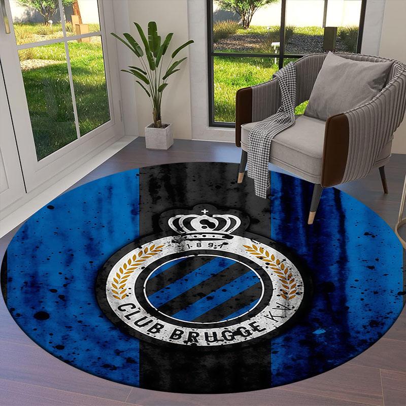 Club Brugge KV Round Area Rug,Carpet Rug for Living Room Bedroom Sofa Playroom Decor,Non-slip Floor Mat