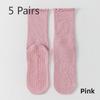 5 Pairs Combed Cotton Socks Boneless Non-slip Indoor Pilates Yoga Stockings Women's Wooden Ear Lace Fitness Sports Stockings