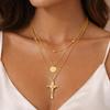 Pendentif Étoile Croisée Lune en Acier Inoxydable Collier Ras-de-cou à Chaîne Multicouche Pour Femmes Bijoux Tendance Accessoires de Fête de Mariage