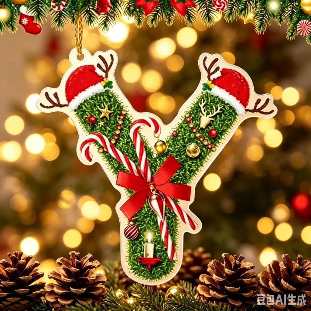 Acrylic 26-letter Christmas Tree Hanging Decorative Item with Flat Printing - Personalized Christmas Decoration