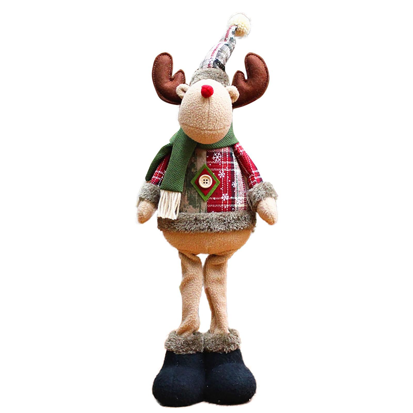

55cm Christmas Ornament Snowman Reindeer Santa Plaid Standing Home Decor Doll Gift for Kids 2026 New Year Decorations