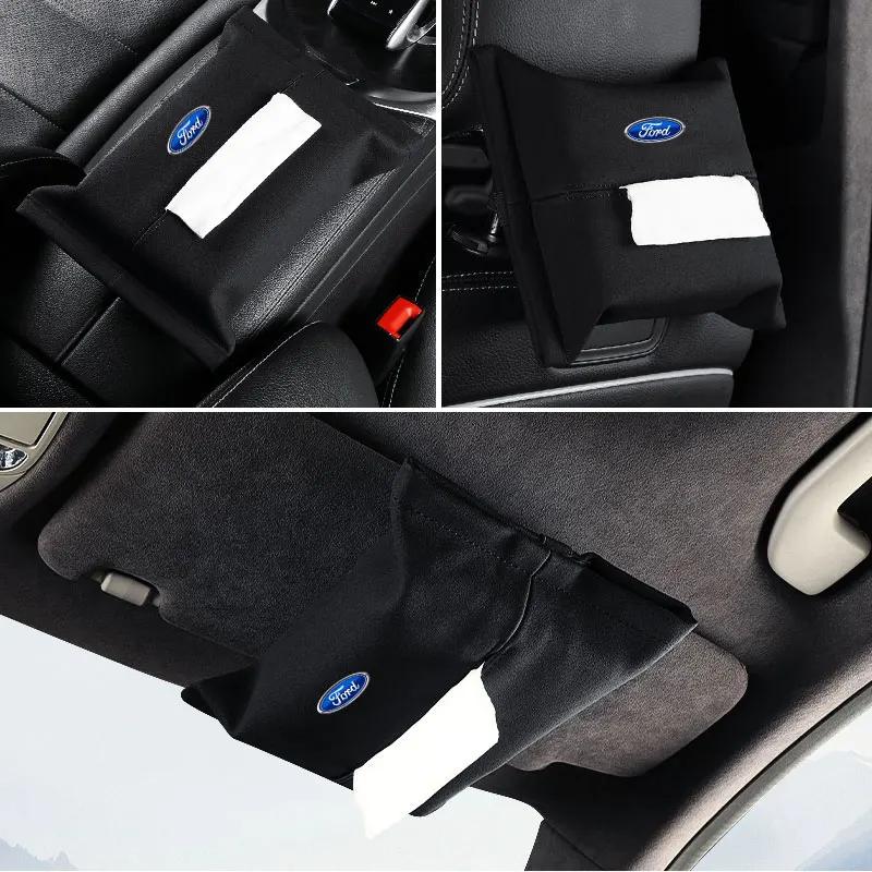 Car Seatback Tissue Organiser Box Sun Visor Console Tissue Storage Bag For Ford Fiesta Mondeo Fusion Explorer Escape Shelby Edge