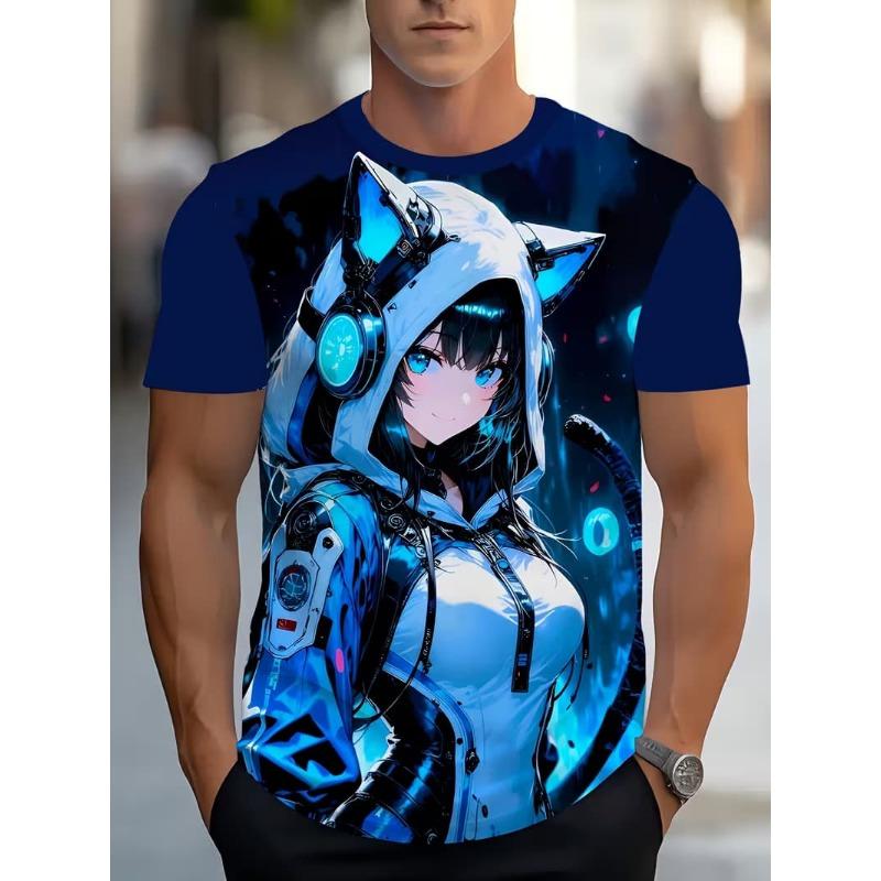 Men's Fashion 3D Printed Men's T-Shirt Round Neck Short Sleeve Trendy Street Wear