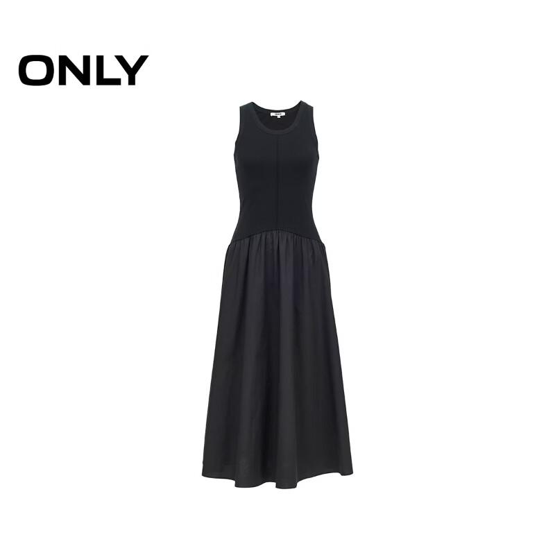 ONLY U-Neck Sleeveless Pleated Waist Long Dress
