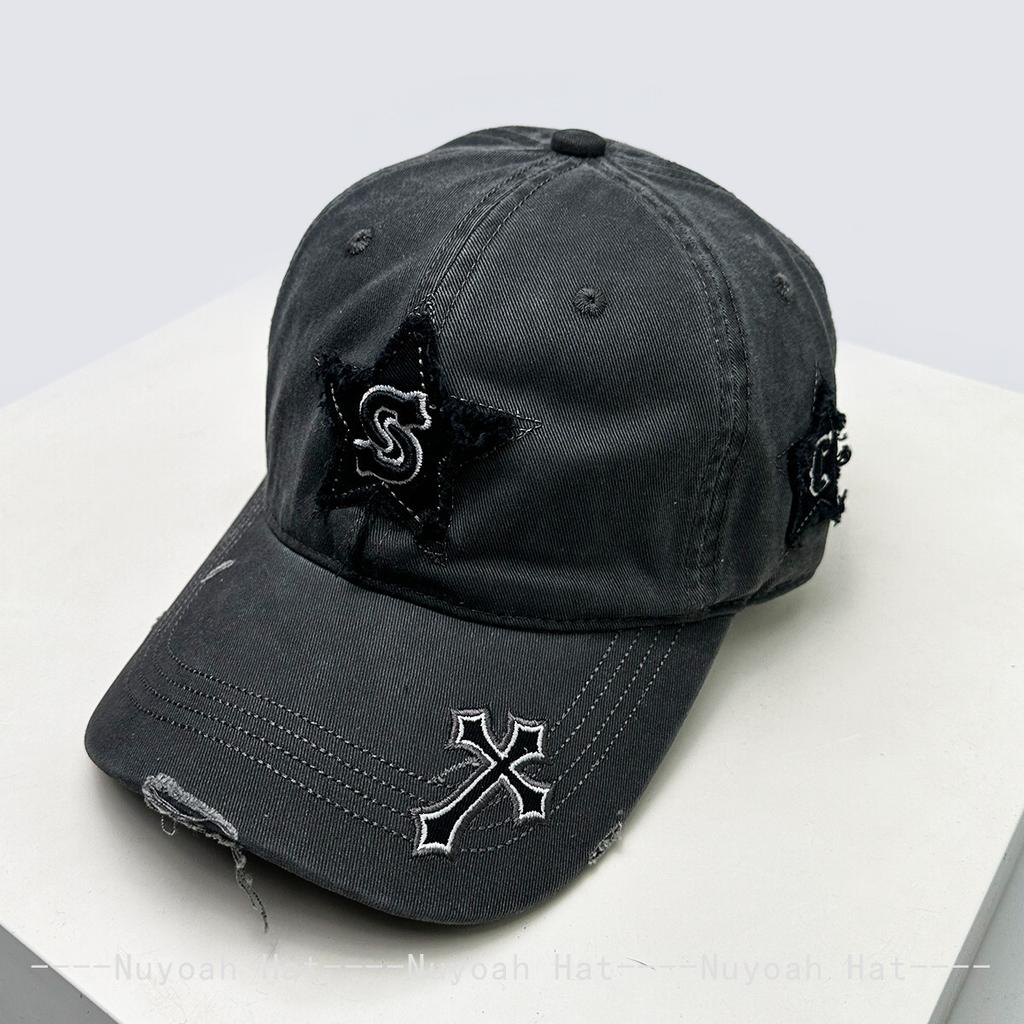 New Women'S Five Pointed Star Design Washed Cotton Baseball Cap Fashion Street Dad Hat