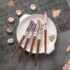 Japanese Chopsticks Gift Set of 5 High-End Tableware Cherry Blossom Holder Household Utensils for Dining Ceramic Chopsticks