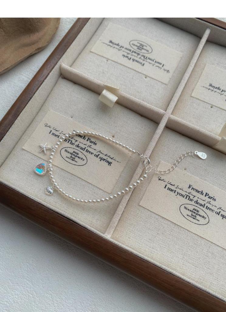 Bracciale di Lusso in Argento Sterling con Stella Marina e Perla di Conchiglia per Donna, Moda Lusso Leggero