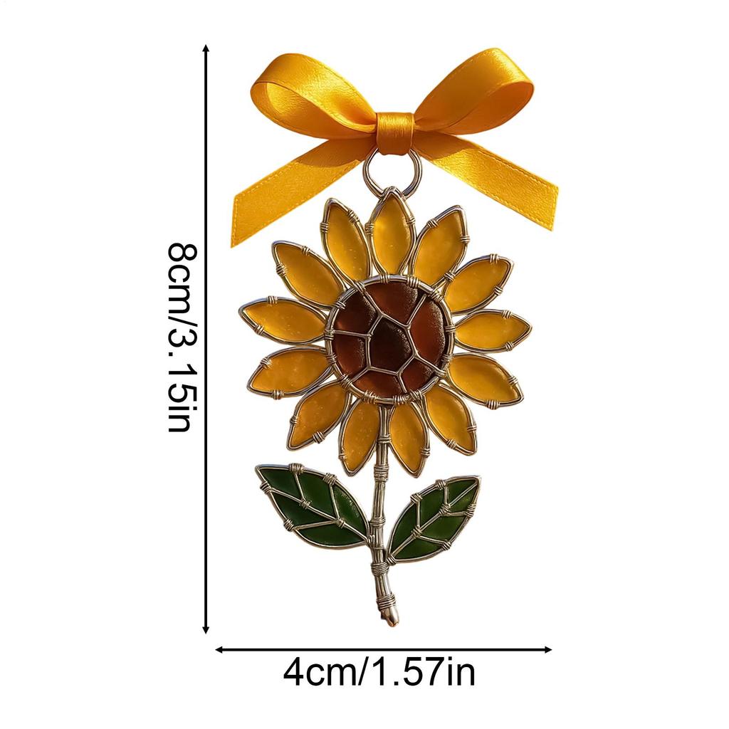 Christmas Tree Ornament 2D Acrylic Flower Pendant Sunflower Ornaments Christmas Tree With Bow Design For Winter Holiday Party