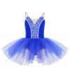 Dívčí baletní kostým na vystoupení: Bezrukávové krajkové tutu šaty s pohodlnými nastavitelnými ramínky pro snadné oblékání