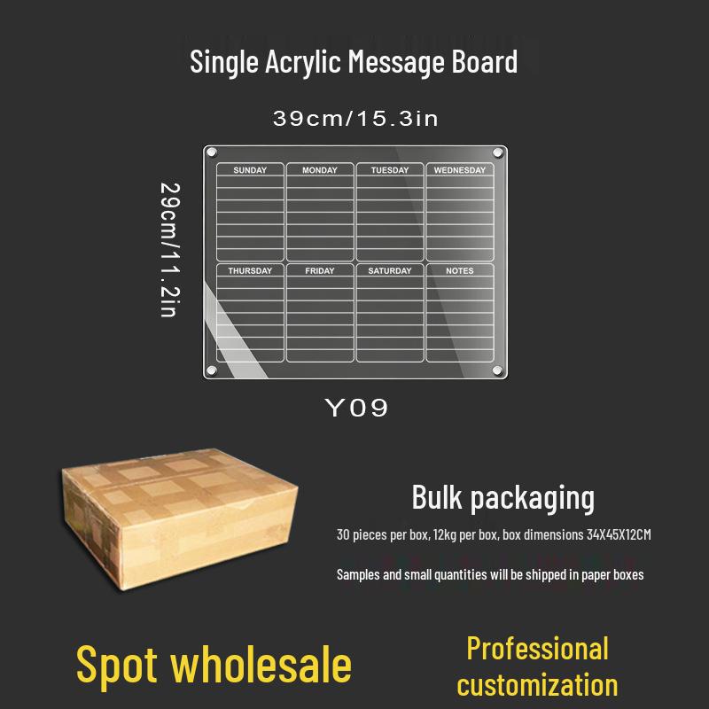 Custom Magnetic Wipeable Acrylic Fridge Calendar Board Sticker.