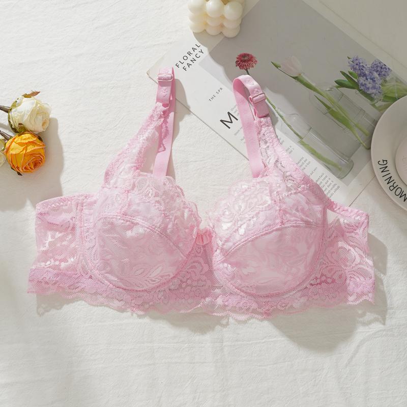 Lace Perspective Brassiere Women Sexy Lingerie Underwire Floral Bralette Plus Size Bras