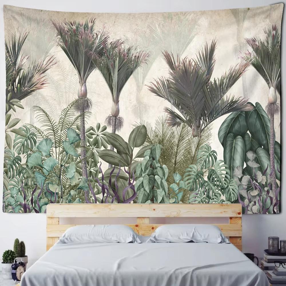 

Vintage Psychedelic Hippie Banana Tree Tapestry Boho Wall Hanging Tropical Plants Oil Painting Background Decorative Cloth 74x94cm(29x37in)