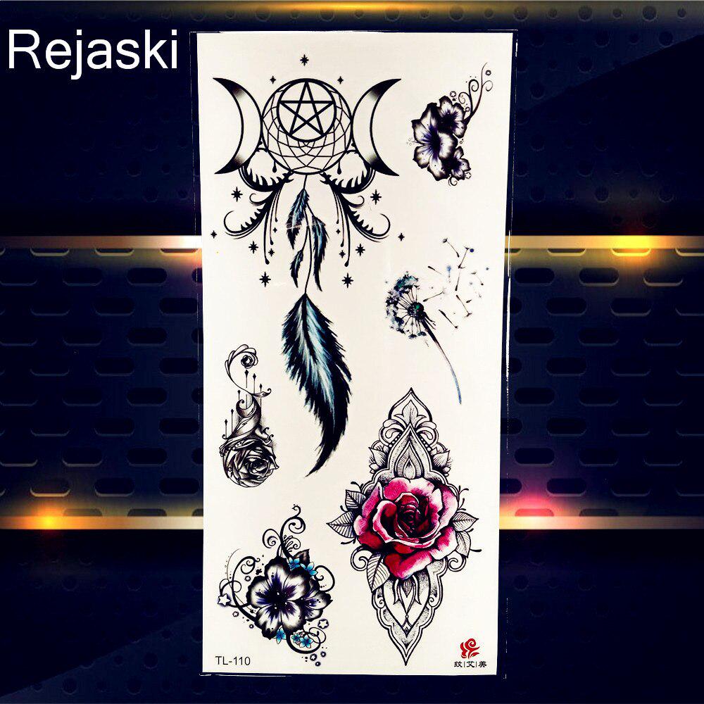 1 peça adesivo temporário de flor colorida tatuagem falsa à prova d'água para mulheres sexy beleza tatoos decalque