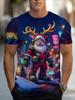 Fashionable Casual Comfortable Breathable Short Sleeved Round Neck T-shirt Summer Large Loose Creative Christmas Portrait 3D Printed Men's T-shirt