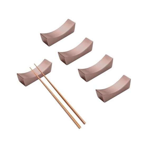 Chopstick Rests, Set of 5, Stylish Stainless Steel Cutlery Rests, Japanese Tableware, Simple, Rose Gold