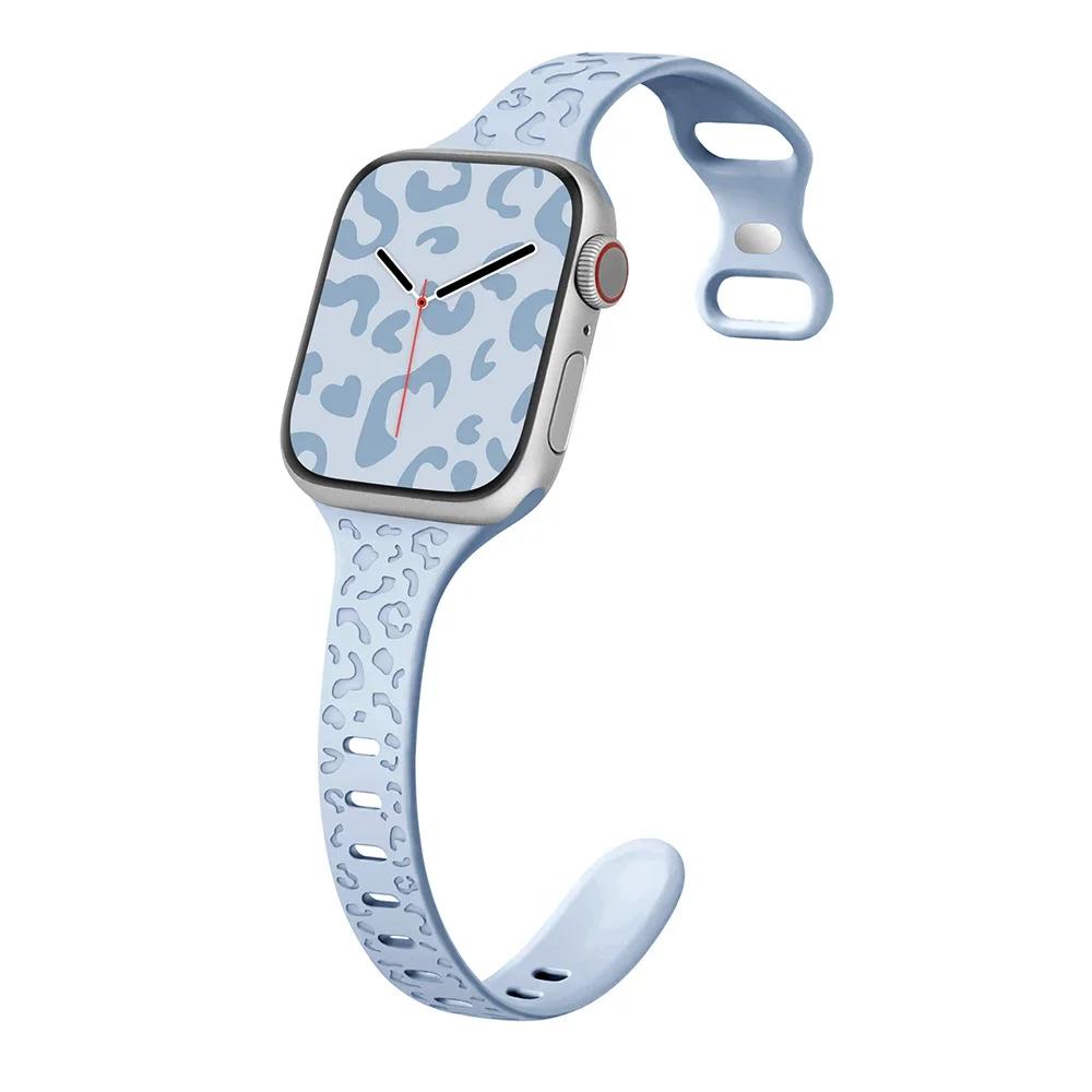 Wąski pasek do paska Apple Watch 40mm 41mm 42mm 38mm 49 44mm 45mm grawerowana silikonowa bransoletka Correa seria 8 7 6 9 5 4 3 SE Ultra
