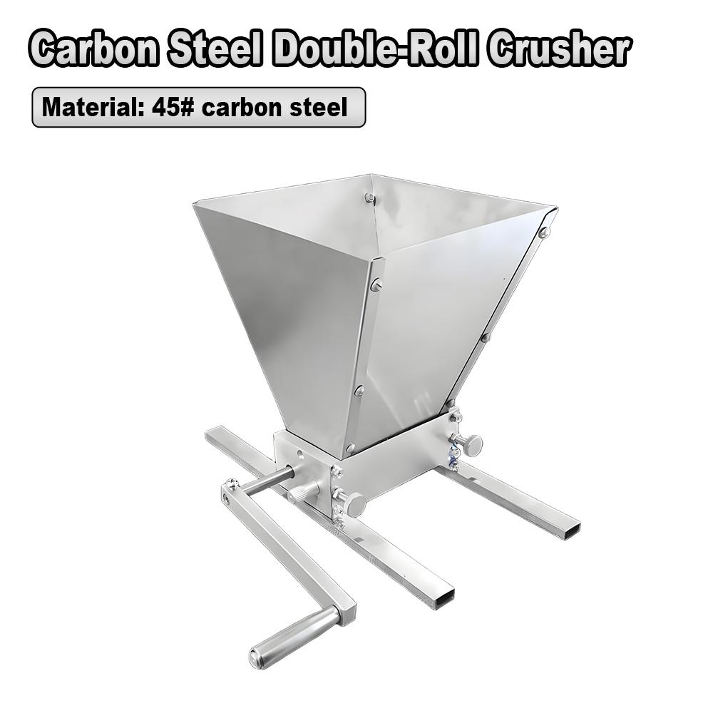 Malt Crusher Barley Grain Grinder Mill 2-roller Manual Adjustable 45# Carbon Steel Mill for Homebrew Beer Brewing