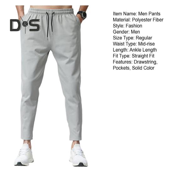 Pantaloni de vară pentru bărbați, cu buzunare întărite, cu cordon în talie, design casual, culoare solidă, pantaloni drepți