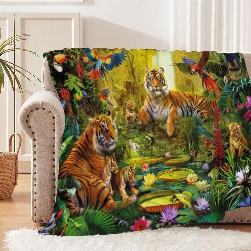 Tiger and White Tiger Patterns Blanket Animals Flannel Blanket Cosy Lazy Couch Cover Blanket Super Soft Sheet Mattresses