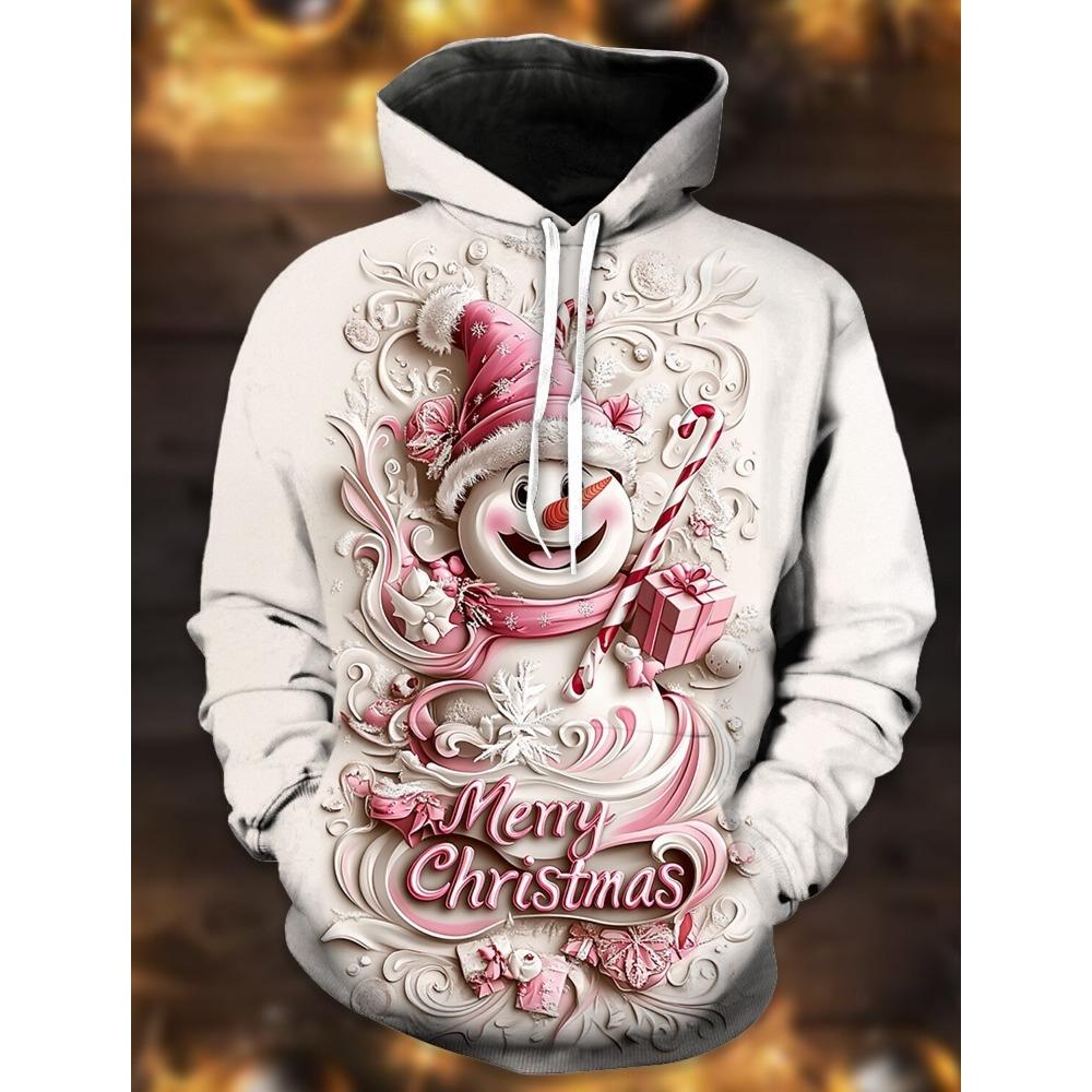 

Модні чоловічі худі з капюшоном, світшоти з 3D-принтом на різдвяну тематику, на шнурках, з довгим рукавом, вуличний одяг, різдвяний оригінальний одяг M