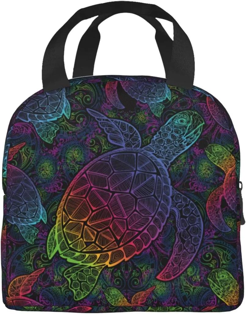 Sea Turtle Portable Tote Lunch Bags Insulated Lunch Box Cooler Lunch Bag for Picnic Boating Beach Fishing Work for Women Men