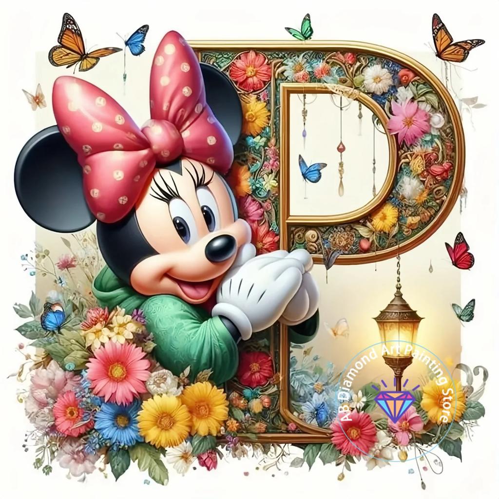 Mickey Mouse Minnie Letter Diamond Painting Kit 5D DIY Diamond Embroidery Cross Embroidery Handmade Art Gift Home Decoration