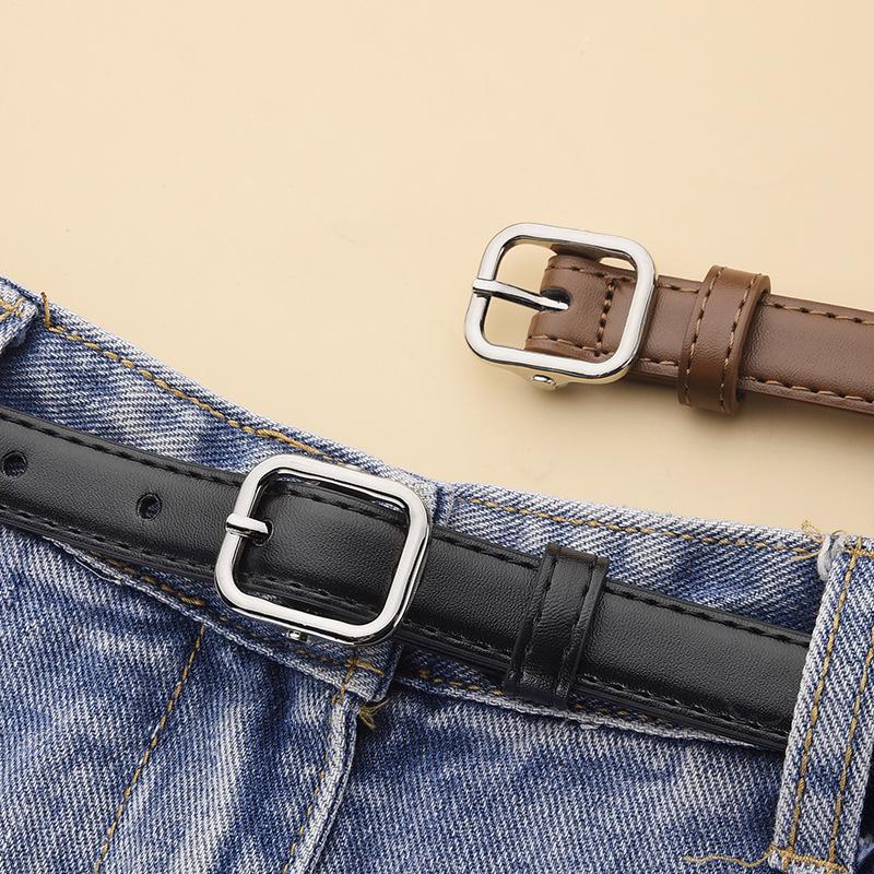 Women's High-End Leather Belt with Alloy Buckle - Versatile, Fashionable, Thin Waist Design