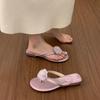 Simple and Versatile Thick Heel Flip-flops Shoes Women's Rose Flowers Beautiful Low Heel Cool Slippers